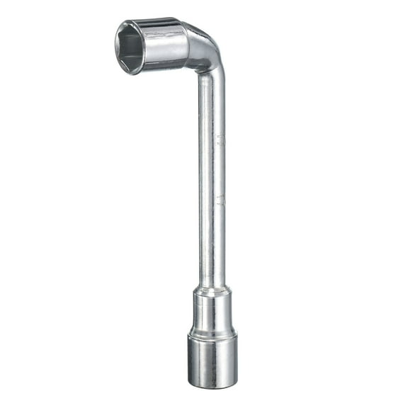 Uxcell L Shaped Angled Hex Socket Wrench 17mm 45# Steel Double Ended Metric 6 Point Tubular Socket Spanner for General Repairing