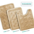 thumbnail image 2 of Clara Clark Bathroom Rugs, Velvet Memory Foam Bath Mat, Ultra Soft Non Slip and Absorbent - Waffled - Set Small, Large & Contour - Beige, 2 of 6