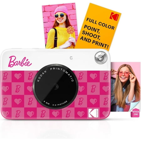 Kodak - Printomatic Instant Print Camera, Iconic Style Case + Zink Paper (20 Sheets) - Bundle - Dark Pink