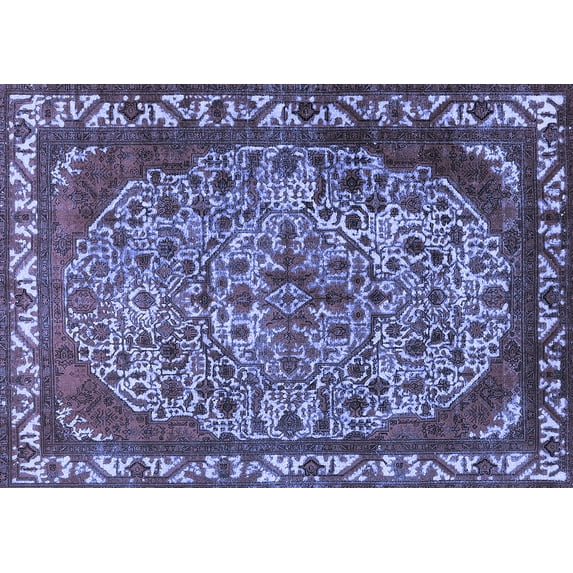 Ahgly Company Indoor Rectangle Oriental Blue Industrial Area Rugs, 5' x 8'