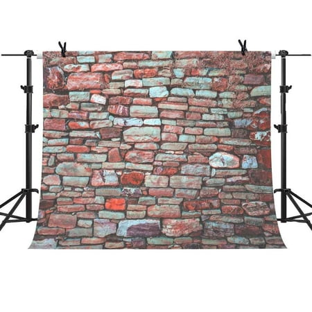 HelloDecor Polyster 7x5Ft Retro Brick Wall Backdrop Grass Red Theme Background Youtube Photo Video Studio (Best Camera For Youtube And Photography)