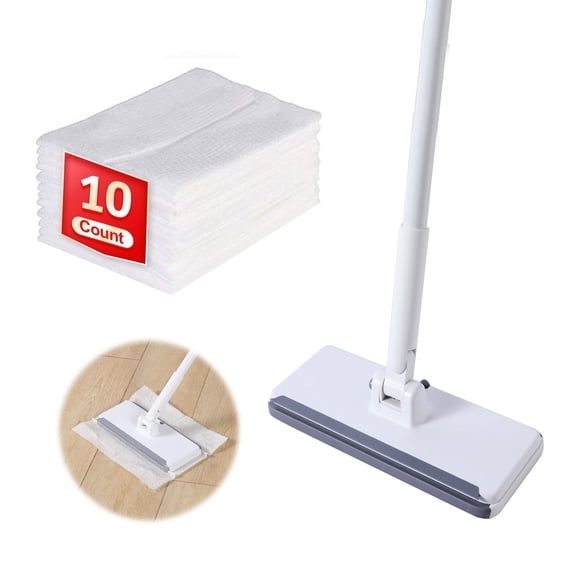 Eyliden Hands Free Dust Mop with Squeegee for Cleaning Floor, 10 Disposable Refills