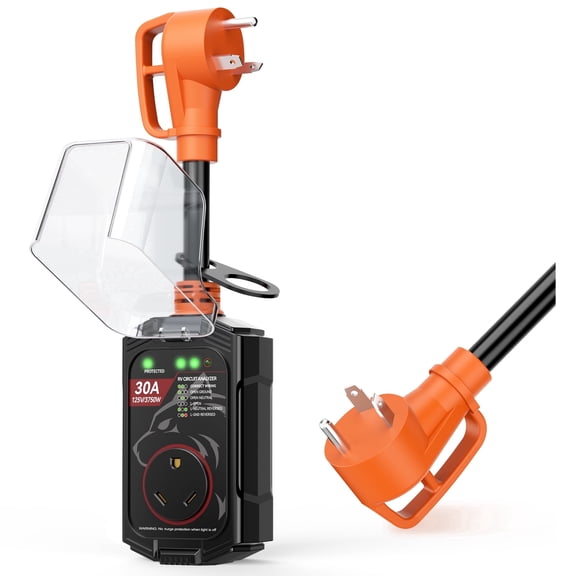 RV Surge Protector 30 Amp Waterproof, 𝐔𝐩𝐠𝐫𝐚𝐝𝐞𝐝 Voltage RV Camper Electrical Protection with Safety Certification
