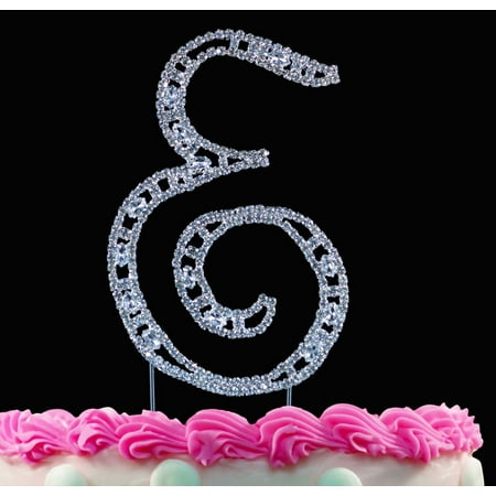Crystal Monogram - Yacanna Vintage Crystal Monogram Cake Toppers Silver Cake Initial E Large