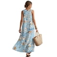 thumbnail image 2 of Jiueut Bird Cherry Blossom Print Maxi Dresses for Women 2026 Vacation Casual Sundresses, Linen Look Sleeveless Maxi Dress for Women with Pockets, Flowy Summer Dress, 3XL, 2 of 7