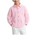 thumbnail image 2 of hengsof Childrens Basic Collared Shirt Solid Color Button Down Long Sleeve Casual Top Everyday School Play Clothes for 4-14 Years Old, 2 of 7