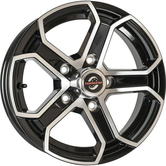Taskmaster Trinity 5 Spoke Aluminum Trailer Wheel Rim 15x5 5x5 Black Machined Face with Silver Cap