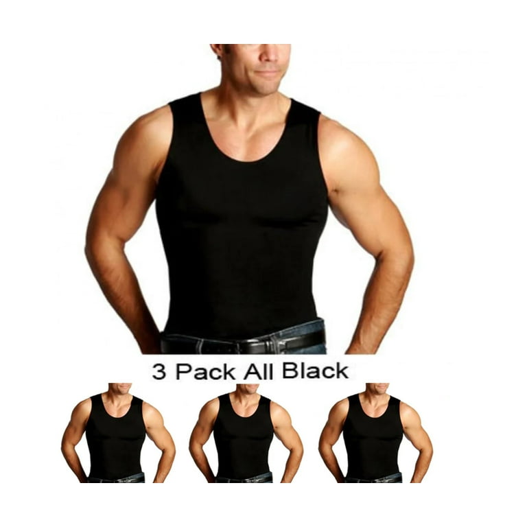 Men's Insta Slim MS0003 Slimming Compression Muscle Tank - 3 Pack (Nude L)  