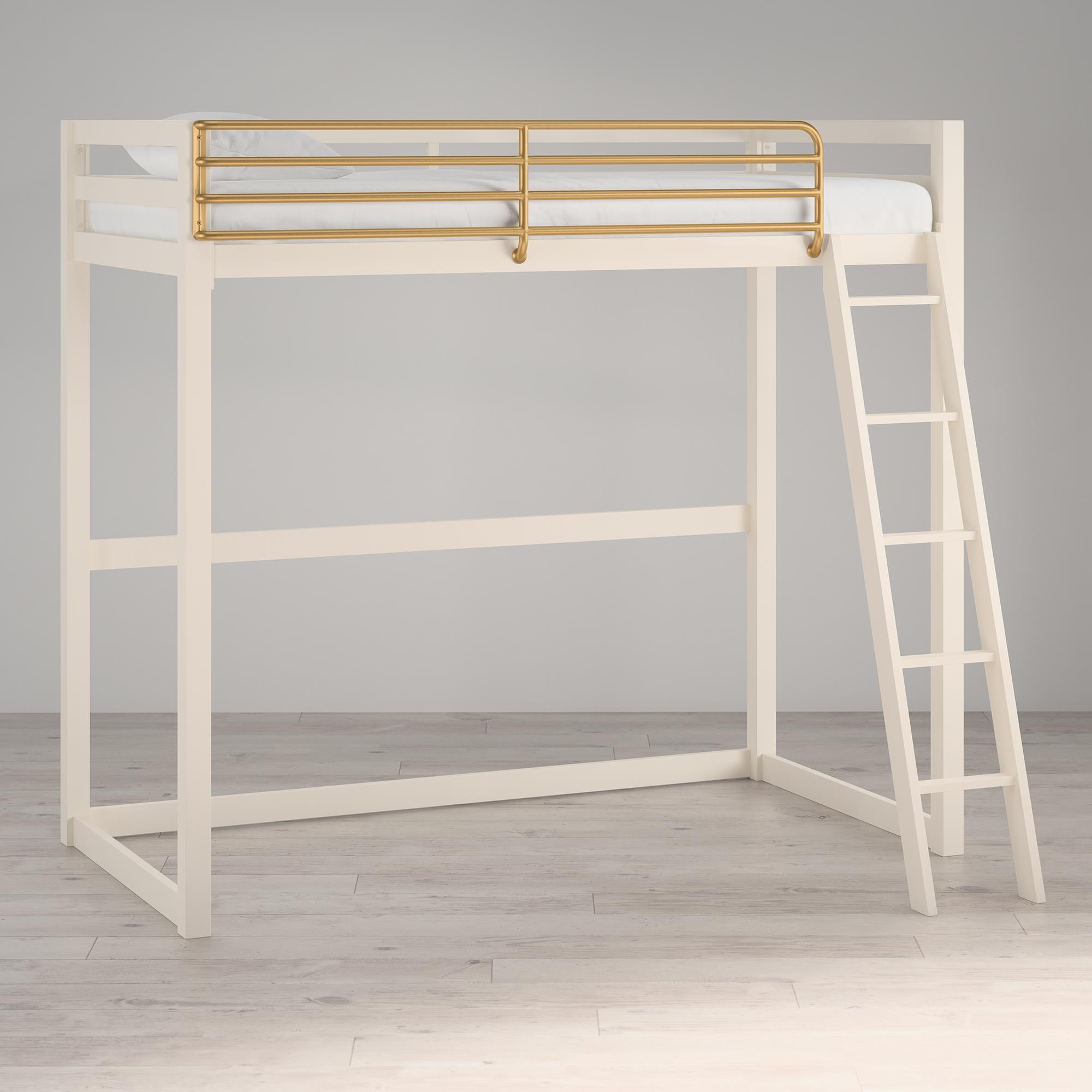 Little Seeds Monarch Hill Haven Twin Metal Loft Bed, White & Gold Bars - image 2 of 12