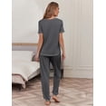 thumbnail image 3 of Ekouaer Pajama Sets for Women Short Sleeve Pjs Sets 2 Piece Loungewear Sleepwear with Long Joggers Pants, 3 of 6