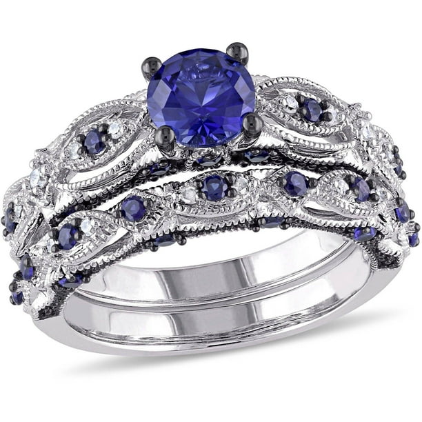 Tangelo - 2 Carat T.G.W. Created Blue Sapphire and 1/10 Carat T.W ...