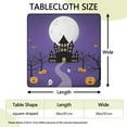 thumbnail image 2 of Seasonal Halloween Table Cover 36x36 Square - Elastic Hem Stretch Fabric with Spooky Pumpkin and Ghost Design for Holiday Dining, 2 of 6
