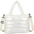 thumbnail image 4 of Euphrates Women's Nylon Quilted Puffer Tote Handbag, White, 4 of 8