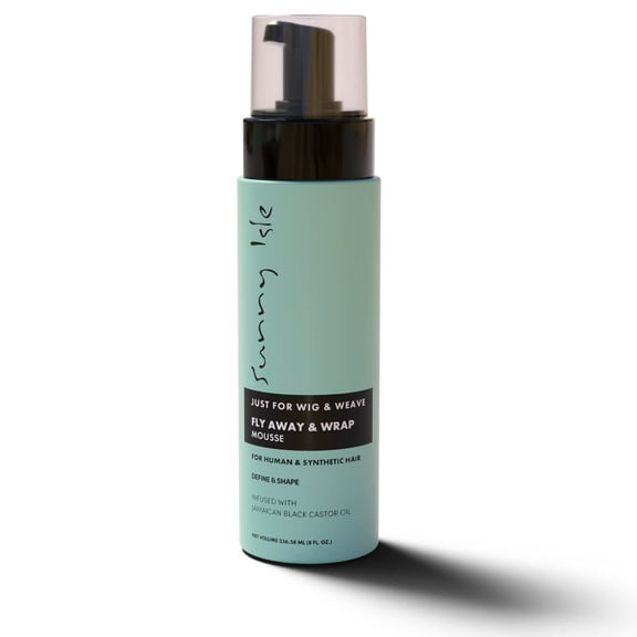 Sunny Isle Just For Wig, Weave, Braids and Extensions Fly Away, Hold & Wrap Styling Mousse 8oz | For Synthetic & Natural Hair, Curly Hair | Jamaican Black Castor Oil Infused | Paraben-free