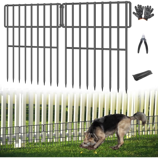 Panels Animal Barrier in (H) X .ft (L) No Dig Dog Fence . in Gap Garden Border for Dogs Rabbits Rustproof Metal Decorative Blocker for Outdoor Yard Patio