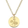 thumbnail image 1 of Dinheiro Collar de monedas redondas, flores talladas en acero de titanio, pequeños regalos colgantes, 1 of 5