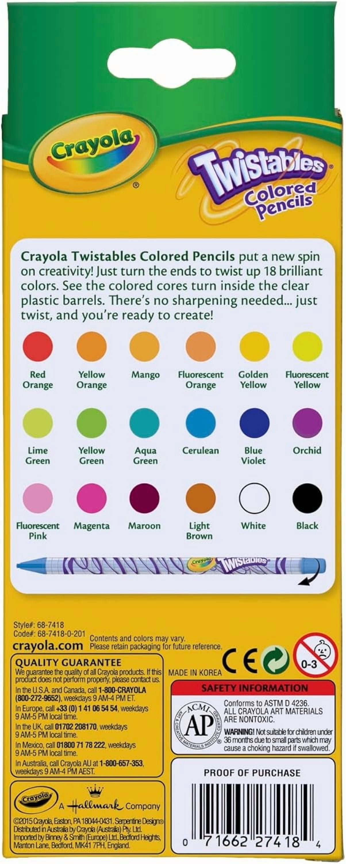 Crayola Twistable Colored Penci, 18 Count, 3 Pack