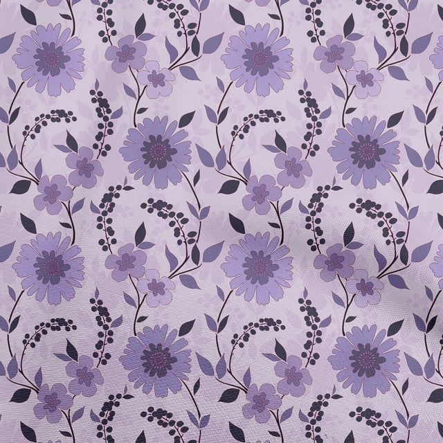 oneOone Polyester Spandex Purple Fabric Florals Sewing Craft Projects Fabric Prints By Yard 56 Inch Wide