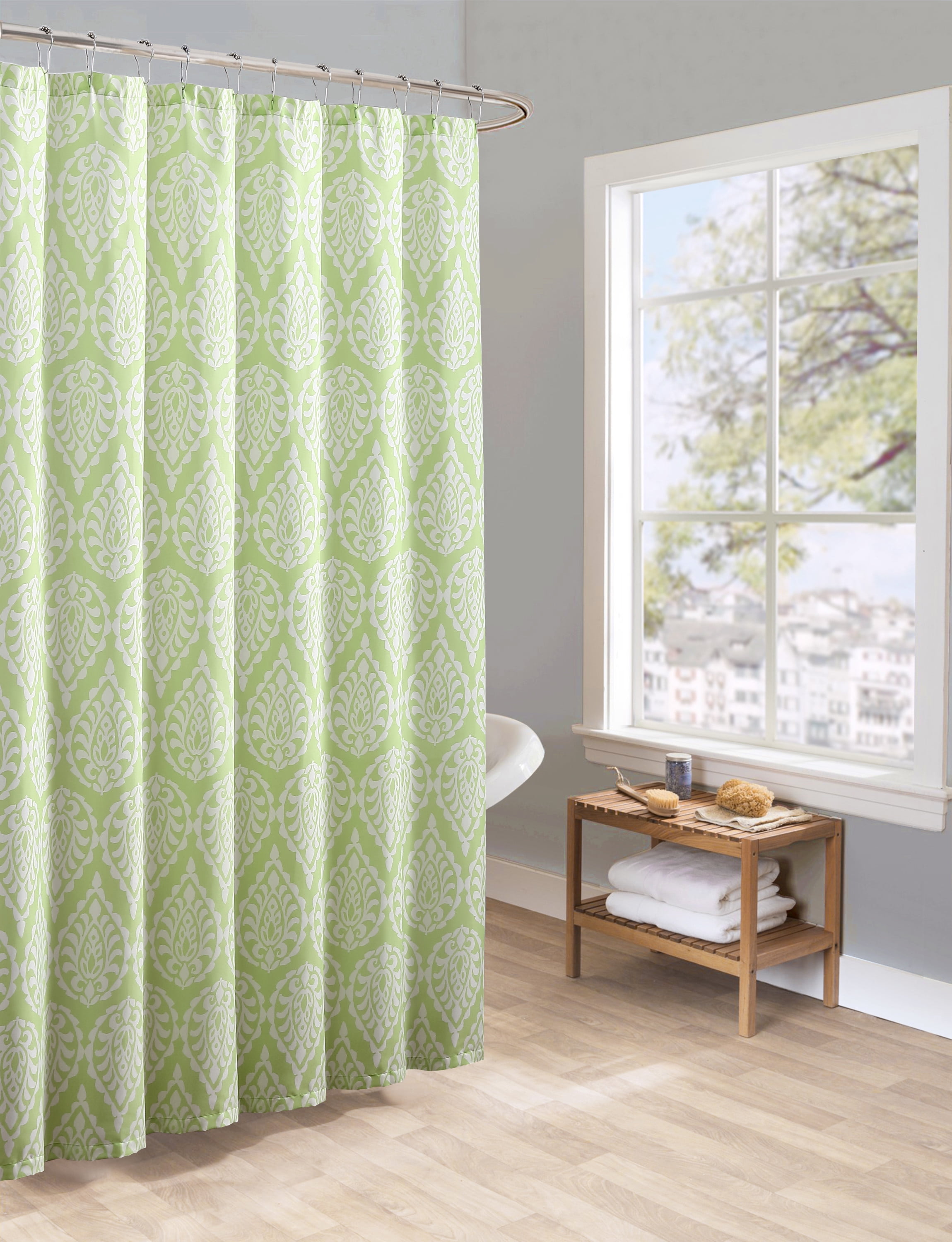 Freshee Fabric Shower Curtain with Intellifresh Technology, Green