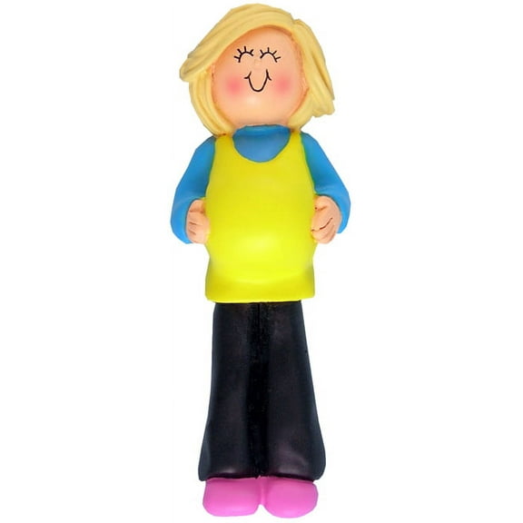 Pregnant Woman Female Blonde Personalized Christmas Ornament DO-IT-YOURSELF