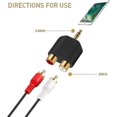 thumbnail image 2 of Splitter Adapter - Gold Plated 3.5mm Male Stereo to 2 RCA Female Jack Y Plug Audio Converter (2pcs, Gold), 2 of 5
