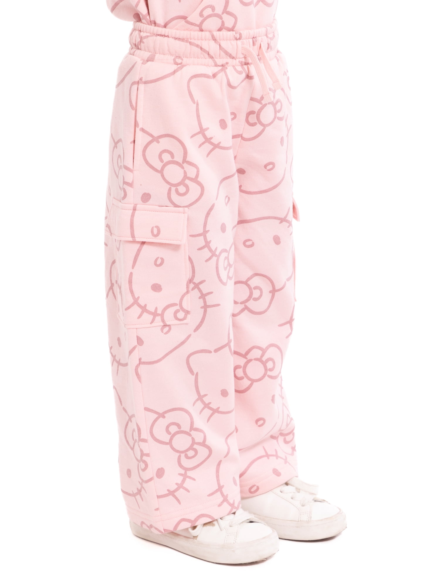 Wonder Nation Hello Kitty Baby and Toddler Girls Graphic Fleece Cargo Pants, Sizes 12M-3T