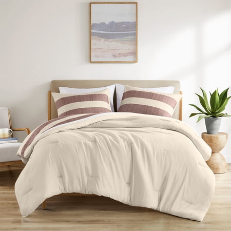 Noaman 2-Piece Twin/Twin XL Stripe Textured Print Comforter Set, Terracotta