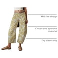 thumbnail image 6 of sicmoss Women's Yellow Cotton Printed Mid Rise Baggy Barrel Jeans Wide Leg Y2K Patchwork with Pockets, 6 of 7