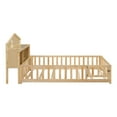 thumbnail image 5 of Bellemave Full Size Montessori Bed with Bookcase,Wooden Floor Bed with Fence Rails and Door, Full Playhouse Beds with Storage Headboards, No Box Spring Needed (Natural), 5 of 8