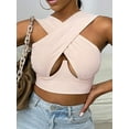 thumbnail image 2 of Qiylii Women's Criss Cross Tank Tops, Sleeveless Cutout Crop Tops Solid Color, 2 of 7