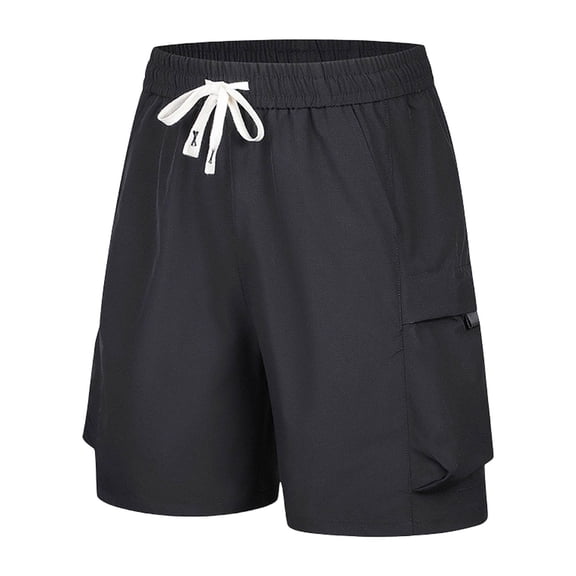 Sevevn Men's Casual Quick Dry Shorts Elastic Waist Drawstring Utility Shorts with Side Cargo Pockets