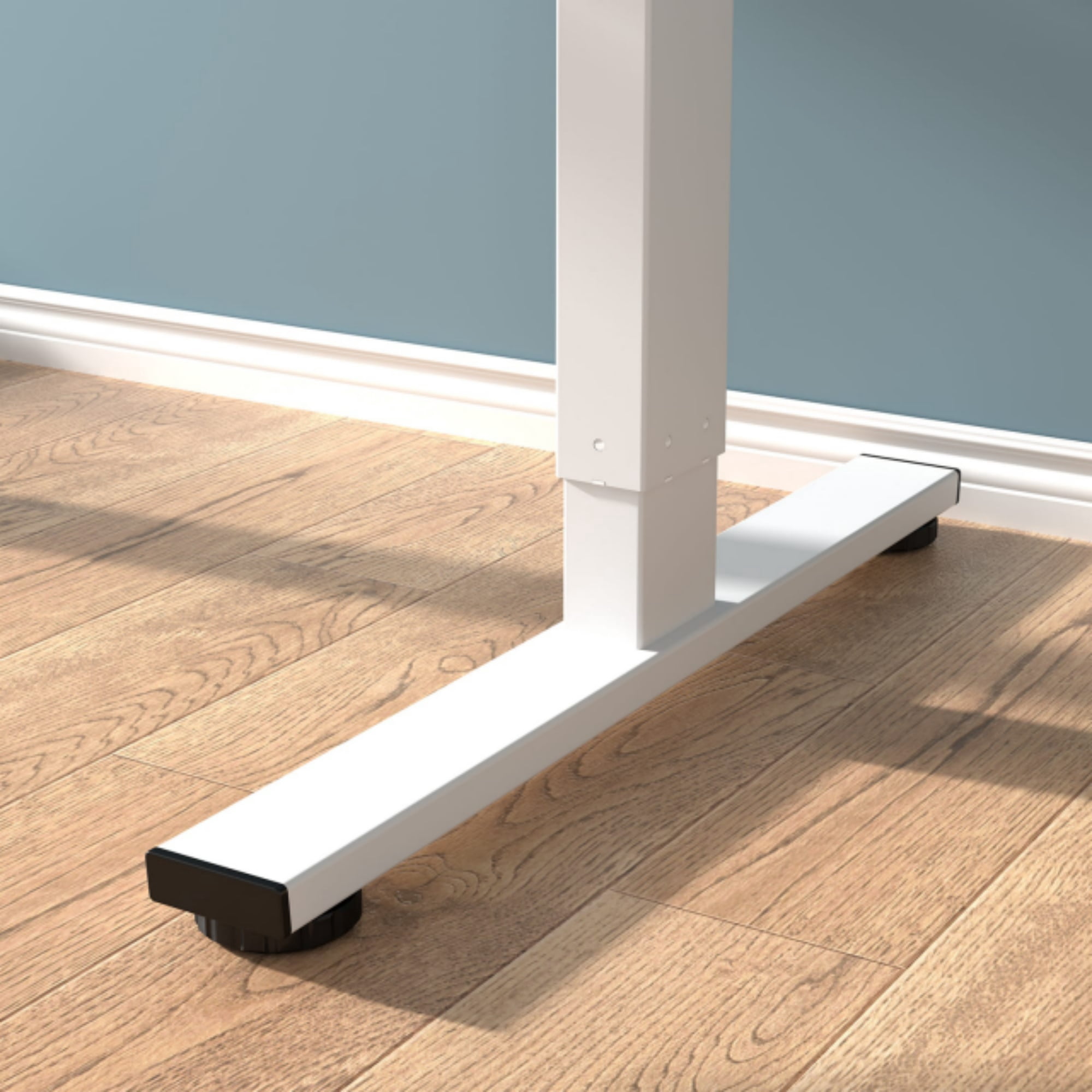 GARITIN 47-Inch Electric Standing Desk, Whole Piece Height Adjustable Sit Stand Desk with Motor Lift System, Home Office Computer Workstation for WFH, White Frame with Maple Top