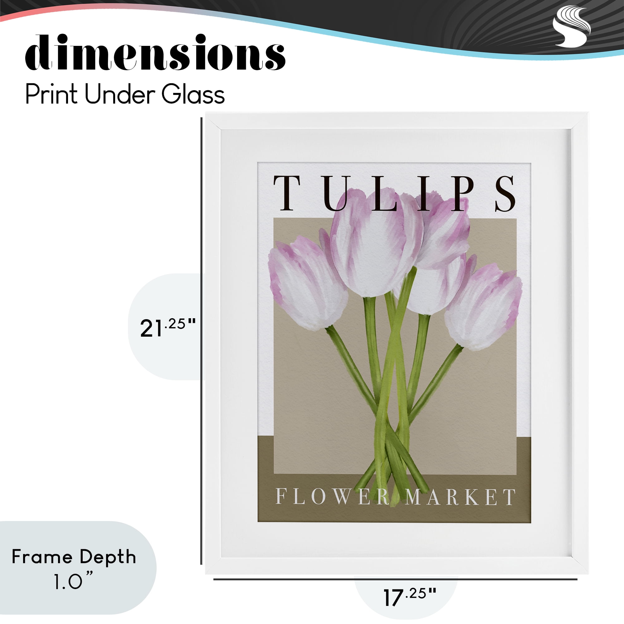 Stupell Industries Tulips Flower Market White Framed Print Under Glass, design by Jennifer Stith