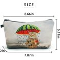 Cosmetic Bags for Women Small Funny Cat Holding Watermelon Umbrella Ice
