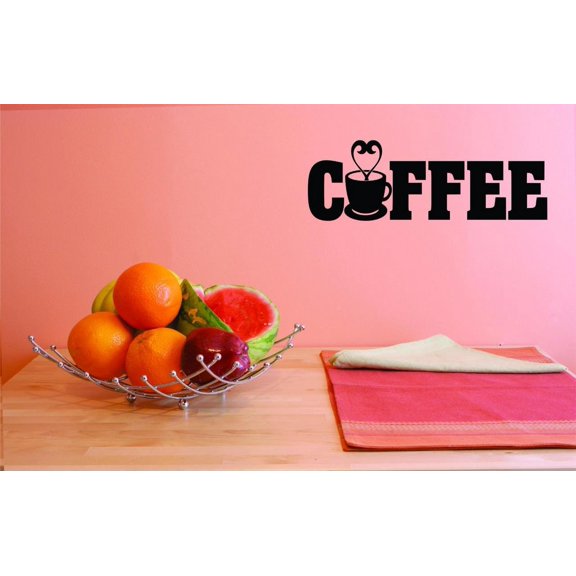 Custom Decals Coffee Wall Art Size: 16 X 40 Inches Color: Black