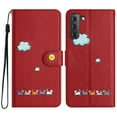 thumbnail image 4 of for Samsung Galaxy S22 Plus Lovely Cartoon Pattern Wallet Flip PU Leather Case, with Wrist Strap / Credit Card Slots / Photo Slot / Cash Pocket Kickstand Cute Phone Cover for Galaxy S22 Plus, Red, 4 of 8
