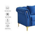 thumbnail image 2 of Hybition 3 Piece Living Room Set, Mid-century Style Sofa,Button Tufted Armchair Loveseat Couch with Square Pillows and Nailhead Trim for Living Room - Blue, 2 of 8