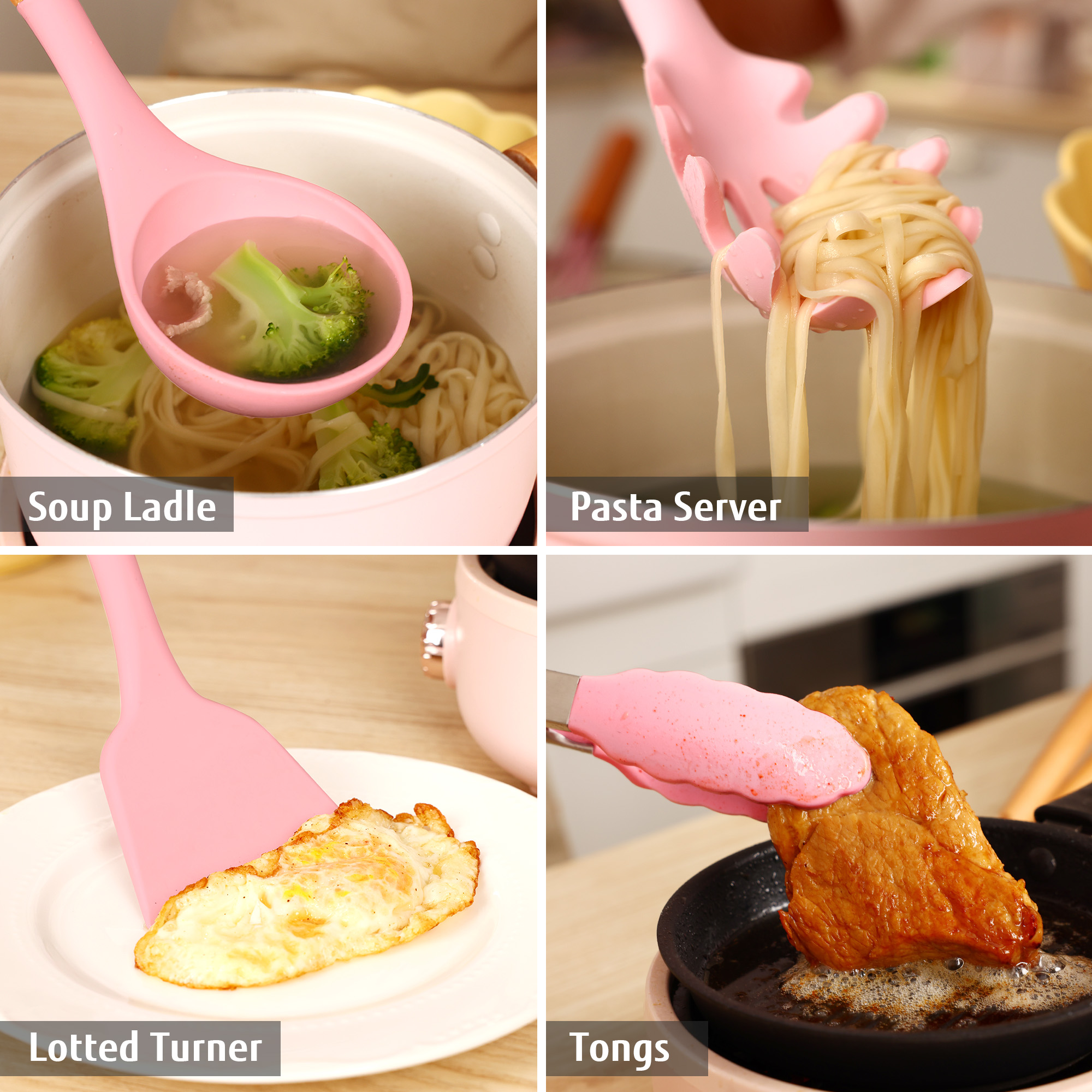 Hecef 32 PCS Silicone Cooking Utensils Set, 446°F Heat Resistant for Nonstick Cookware