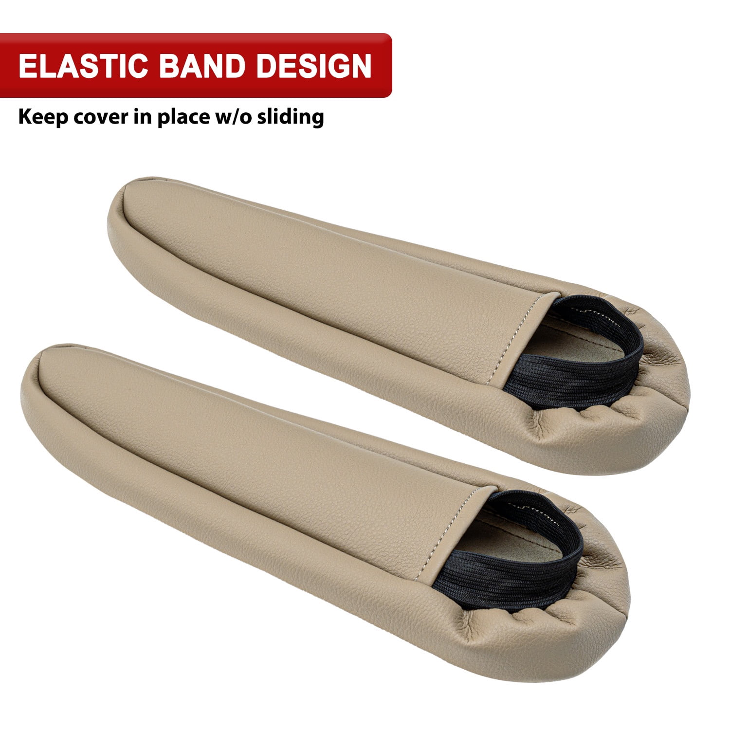 KBH 2 PCS Car Front Seat Armrest Covers for Honda CR-V Accessories 2001-2006, Arm Rest Protector Cover Leather Interior, Beige