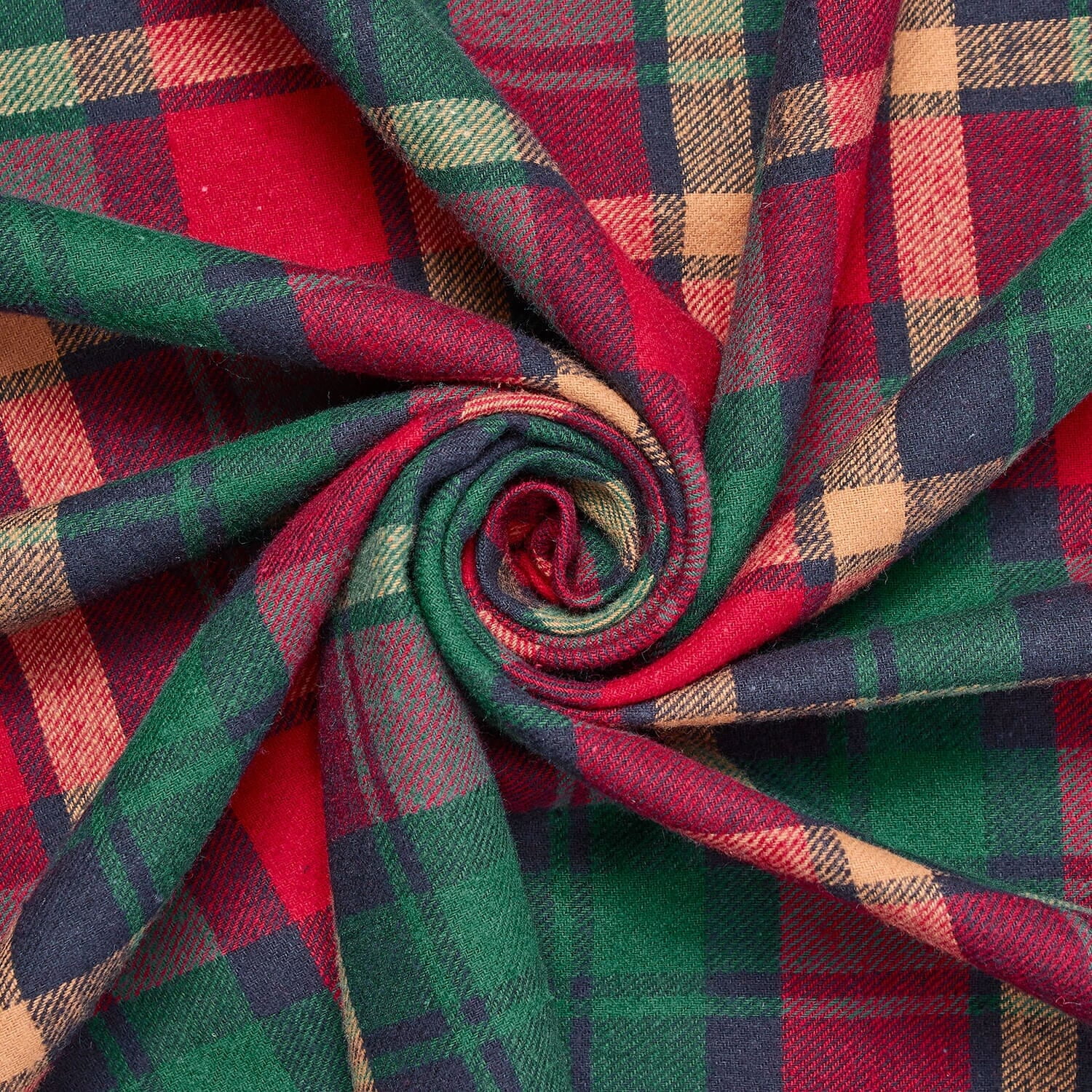 Flannel Brushed Tartan Plaid Fabric Geometric Hypoallergenic Cotton Stirling Yarn Dyed Fabric By The Yard To Sew Apparel, Décor, & More - Forest Green / Red (10 Yards)