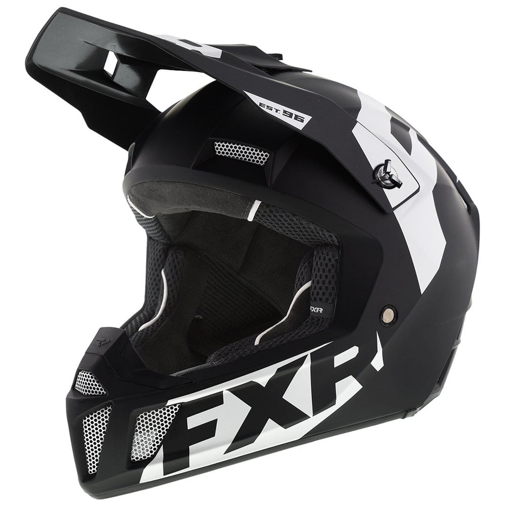 FXR Black White Clutch CX Helmet Lightweight Vented EPS Liner Durable