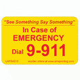 thumbnail image 1 of Emergency 9-911 Phone Stickers, Laminated Stickers on Yellow Gloss with Red Ink. Permanent and Self-adhesive labels. Label Size: 2"(w) x 1 1/4"(h), 1 of 3