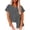 Grey, variant on Women's Dressy Casual Tops Crew Neck Solid Color Button Down Business 2026 Blouses Short Sleeve Work Shirts
