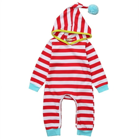 

Ma&Baby Infant Baby Boy Girl Striped Cotton Hoodie Romper Jumpsuit Bodysuit Pajamas Set