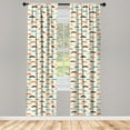 thumbnail image 3 of Ambesonne Indie Curtains, Retro Mustache Pattern, Pair of 28"x95", Orange Brown and Teal, 3 of 5