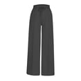 thumbnail image 5 of Womens Barrel Sweatpants Wide Leg Straight Plus Size Drawstring High Waist Loose Workout Athletic Joggers Pants Dark Gray, 5 of 6