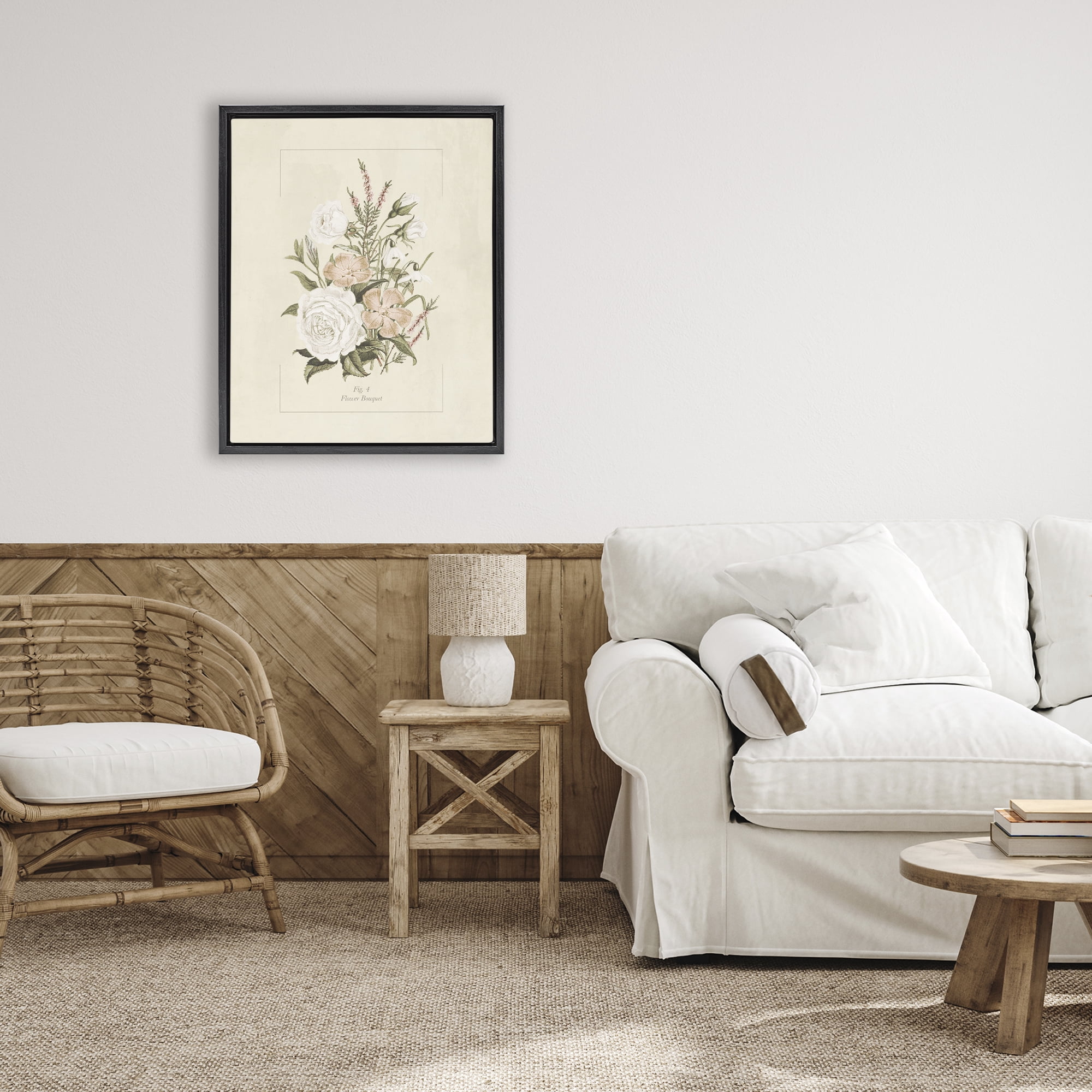 Stupell Industries Neutral & Soft Bouquet Study Black Framed Floater Canvas Wall Art, design by Dan Meneely