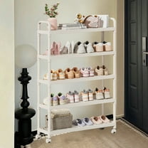 InsCrazy Shoe Rack Shoe Rack With Roller Shoes Storage Rack Long for Kitchen Bathroom Laundry Room Office