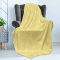 thumbnail image 4 of Summer Soft Flannel Fleece Blanket, Floral Outline Pattern of Romantic and Blooming Flowers and Leaves Branches, Cozy Plush for Indoor and Outdoor Use, 60" x 80", Pastel Yellow White, by Ambesonne, 4 of 5