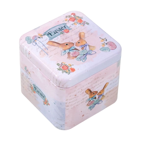 Easter Tin Box with Bunny & Egg Design – Decorative Metal Candy Container, Reusable Gift Box for Spring Holidays & Party Favors